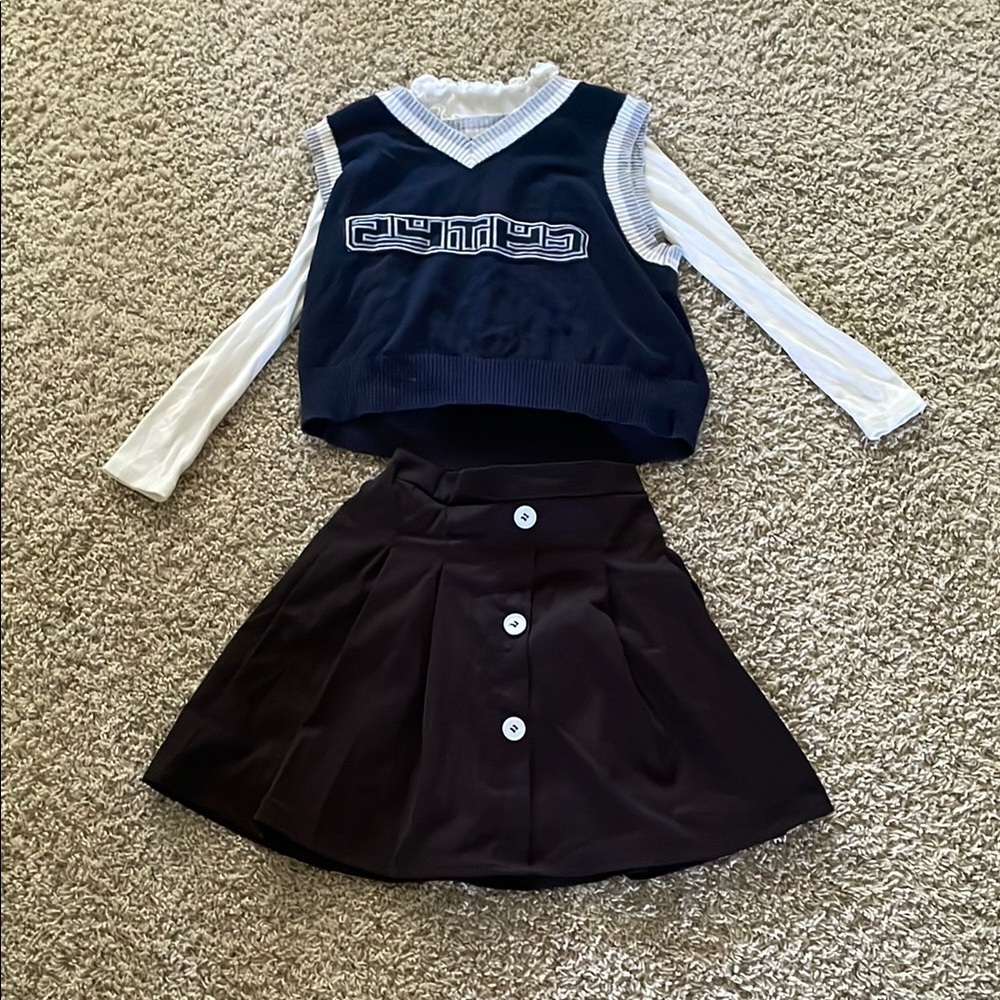 Stylish Kids Black Skirt with a black shirt and a white shirt